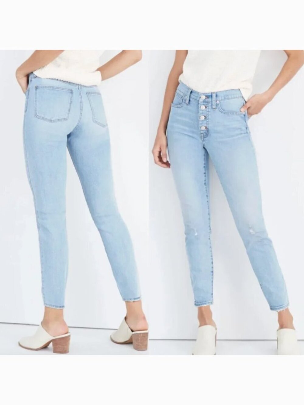 MADEWELL Plus Size 9" Mid Rise Skinny Crop Jeans Light Wash Button Fly 36 W36